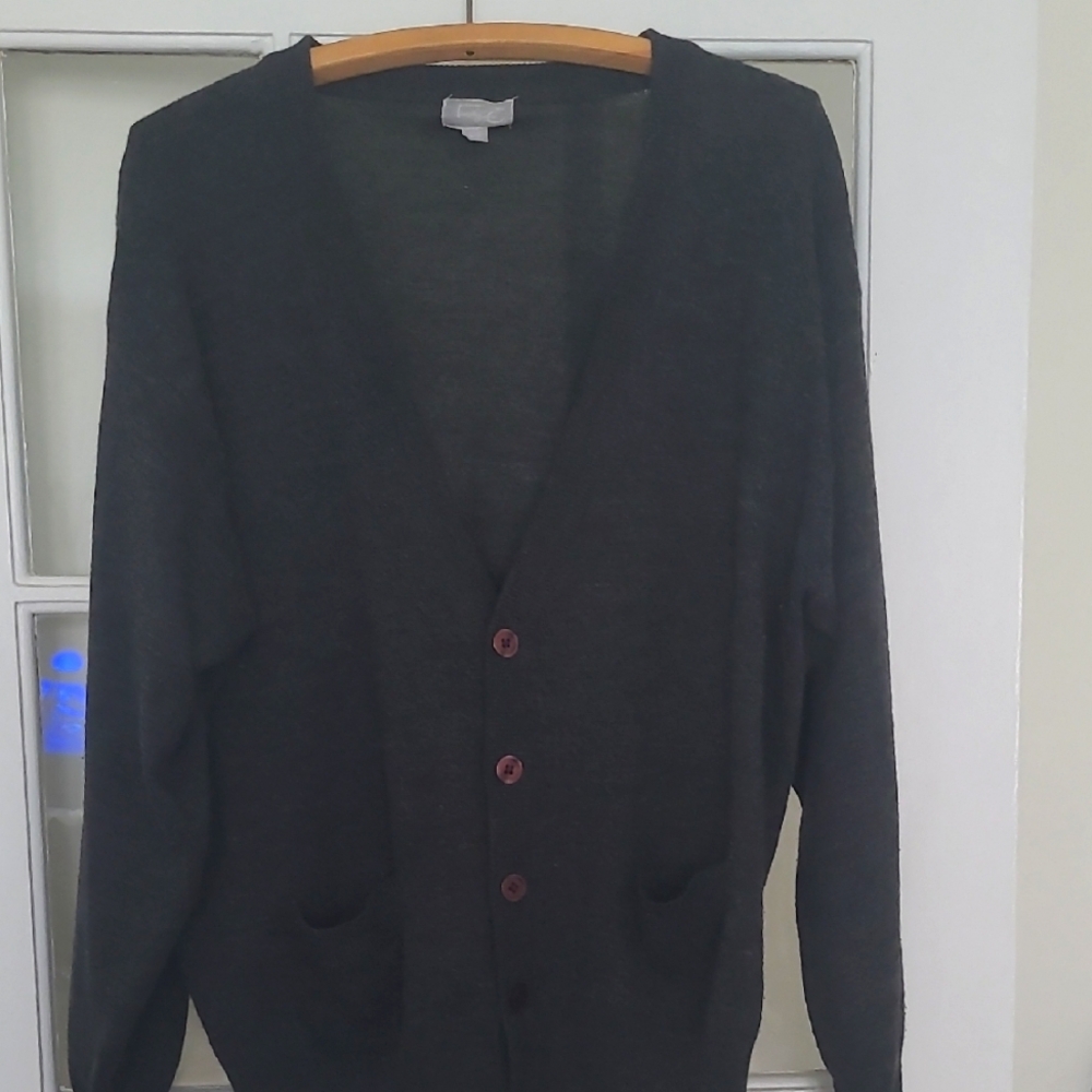Men's Dark Grey Cardigan Sweater